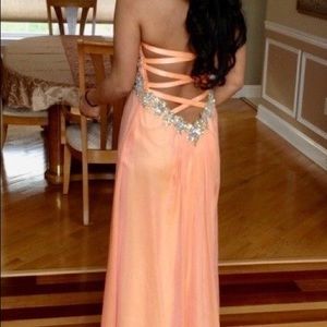 Jovani Peach Strapless Sweetheart Gown Size 2